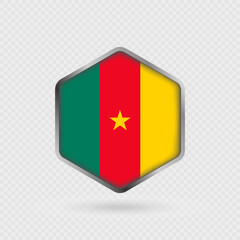 Cameroon flag icon in hexagon shape.