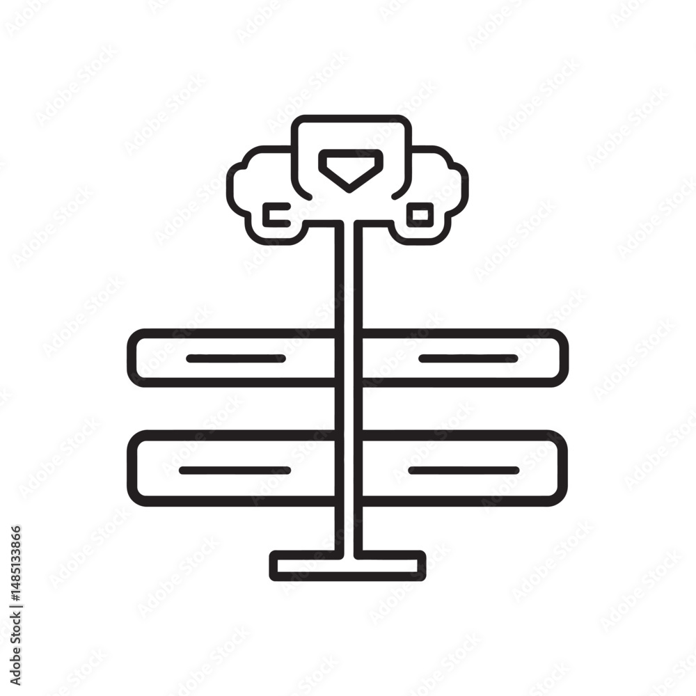 Poster detailed linear design showcases a minimalist directional signpost on a transparent background