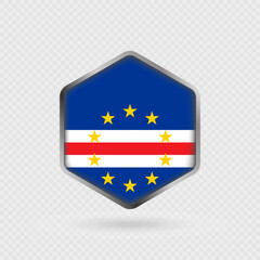 Cape Verde flag icon in hexagon shape.