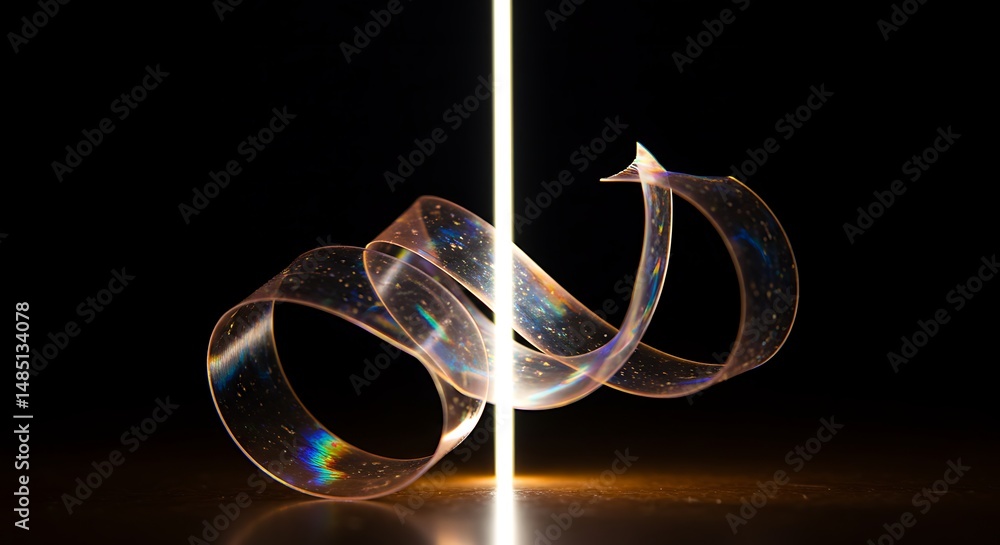 Aufkleber abstract illuminated ribbon of light with reflections and dark backdrop