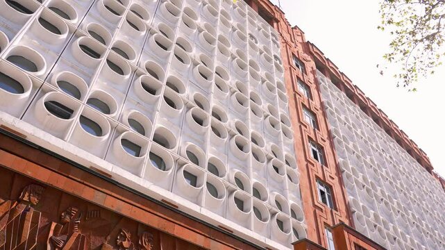 15.04.2024 Yerevan,  Armenia. National Polytechnic University of Armenia. Soviet architecture, former USSR. 