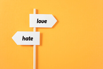 Love or hate road sign