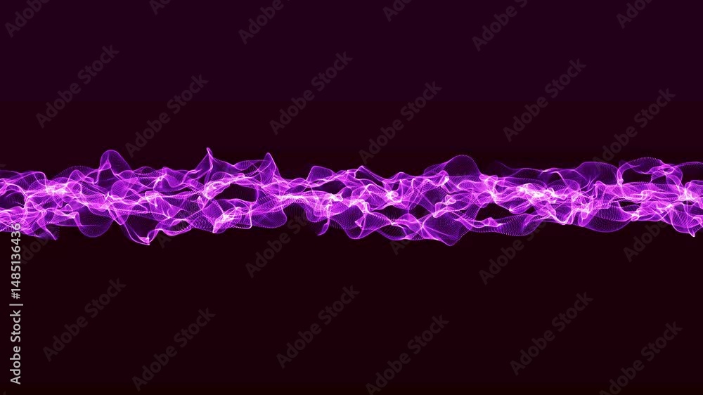 Poster technological futuristic dot wave flow background. wave drawing of lines. abstract wave on purple gr