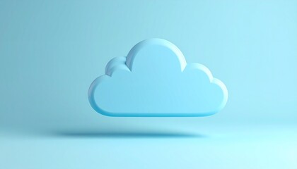 Fototapeta premium A minimalist, textured pale blue background with a subtle cute blue cloud with thunder that adds depth and a slightly tactile feel to the overall appearance. 