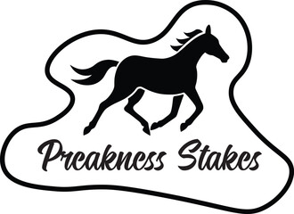 Preakness Stakes Horse Racing vector, icon. The Preakness Stakes is traditionally held on the third Saturday in May.