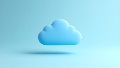 Fototapeta premium A minimalist, textured pale blue background with a subtle cute blue cloud with thunder that adds depth and a slightly tactile feel to the overall appearance.
