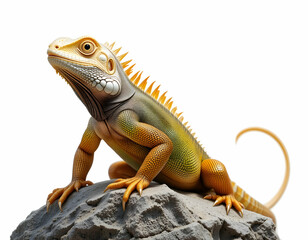 Obraz premium Iguana Resting on Rock Looking Upward in Studio Setting