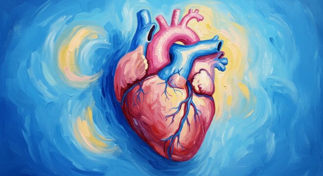 Impressionistic Artwork Depicting a Human Heart with Vibrant Strokes and Lively Colors