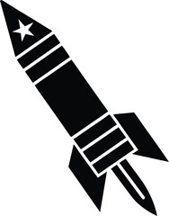 Simple Bold Black Rocket Silhouette Icon for Independence Day