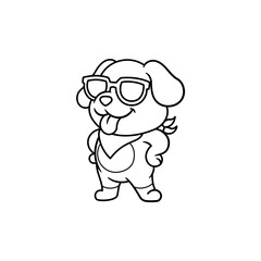 cute dog wearing glasses with hands on his waist coloring book
