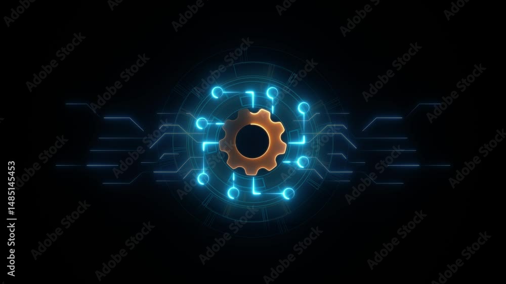 Poster businessman shows ai integration icon on virtual screen. ai artificial intelligence machine learning