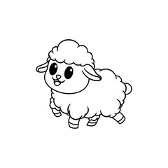 cute sheep walking coloring book