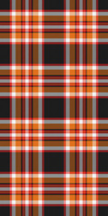 Folk fabric plaid seamless, india vector check pattern. Celebrate texture tartan background textile in orange and red colors.