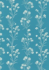 Elegant Teal Floral Pattern Delicate White Flowers on a Teal Background