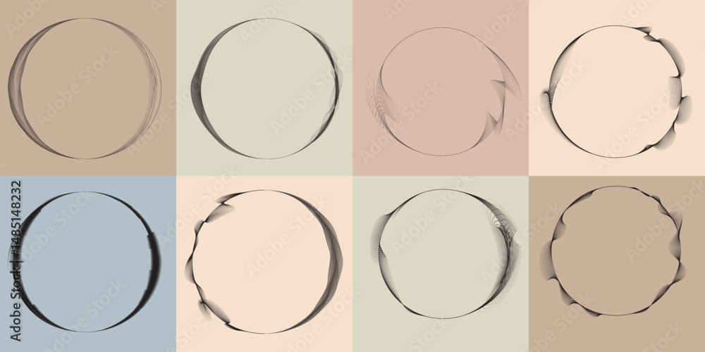 Fototapete lines in circle form . rotate rounded shape vector illustration .rotating circles form a ring.rotati