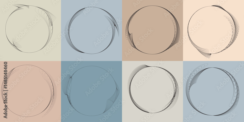 Fototapete lines in circle form . rotate rounded shape vector illustration .rotating circles form a ring.rotati