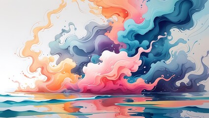 watercolor painting of the sea