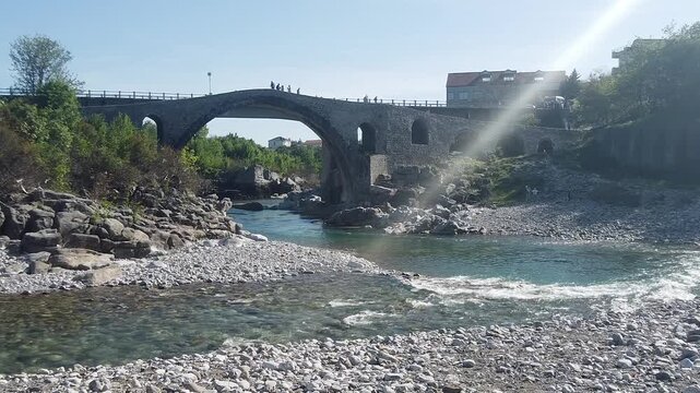Mesi bridge and Kiri river in Albania