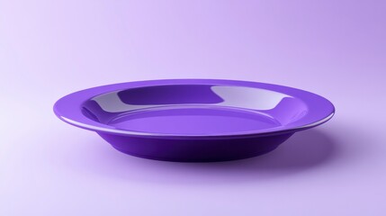 Purple shallow dish on purple background.
