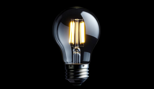 Vintage light bulb glowing brightly against a dark background showcasing modern design