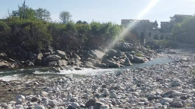 Mesi bridge and Kiri river in Albania