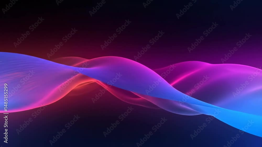 Poster dynamic abstract digital waves animation with glowing blue pink and violet colors on dark background