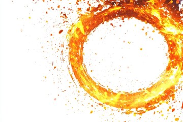 Fiery circular frame with sparks