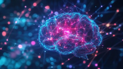 AI-Powered Brain Simulation with Flowing Data Nodes