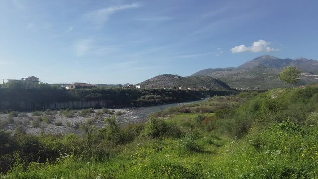 promenade around the Kiri river and Mesi bridge in Albania