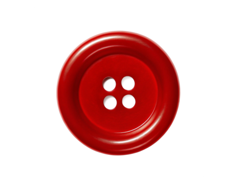 Red Button with Four Holes Isolated PNG or JPEG Background