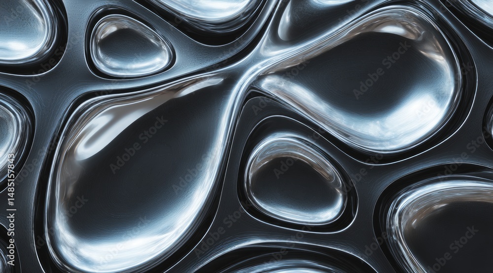 Poster abstract metallic surface texture with flowing shapes