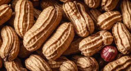 Peanuts as food background. Top view flat lay