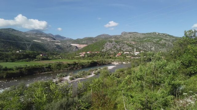 promenade around the Kiri river and Mesi bridge in Albania