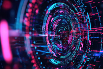 Fototapeta premium Digital abstract background with vibrant colors and futuristic patterns, showcasing technology and data visualization