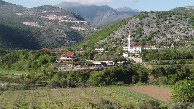 promenade around the Kiri river and Mesi bridge in Albania