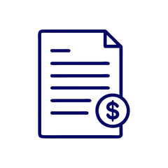 Financial document icon with dollar symbol for billing visuals, payment receipts, tax reports and banking apps


