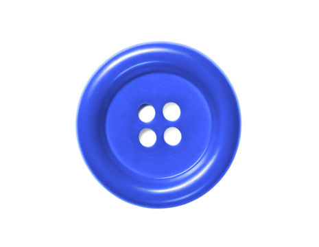 Blue Button with Four Holes Isolated PNG or JPEG Background