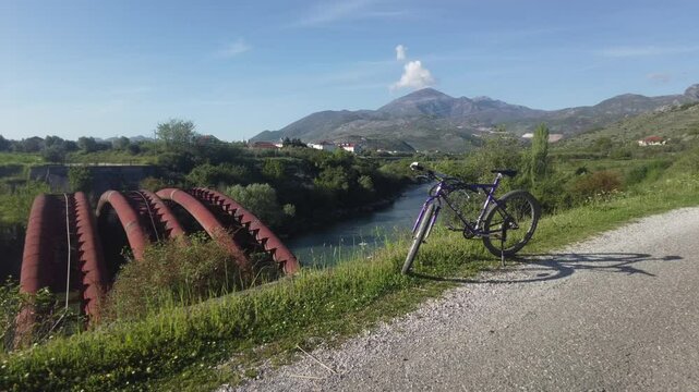 promenade around the Kiri river and Mesi bridge in Albania