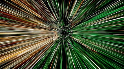 The image shows lines emanating from a center. The lines are primarily green, and gold.