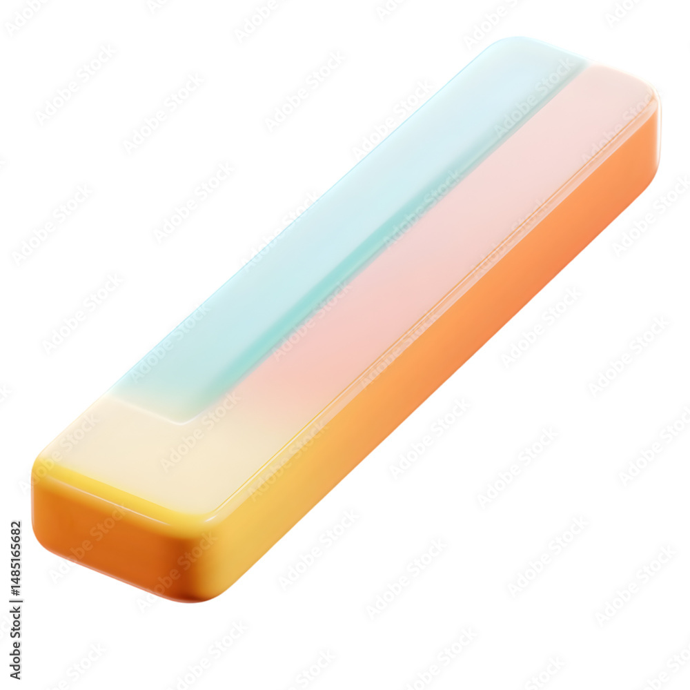 Poster vivid, geometrically shaped object with a gradient of light orange and yellow hues. it's an abstract