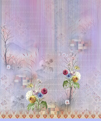 light pink color floral abstract and digital print design for textile design fabric. digital suit 3 pic 