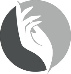 abstract hand logo design isolated on grey background