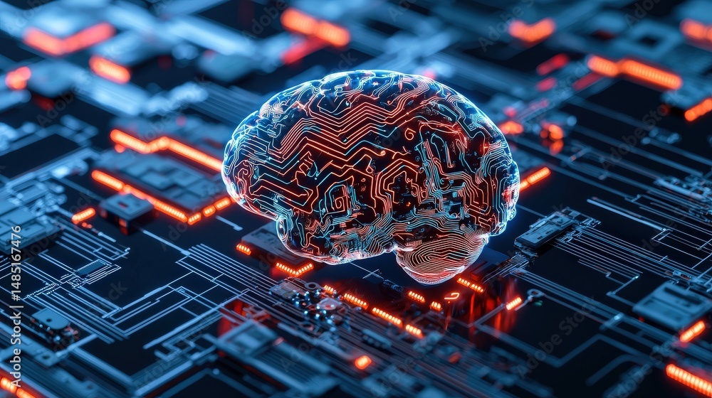 Poster a biomechanical brain merging with artificial circuits, rare computing