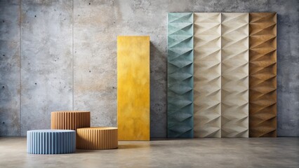 Interior Design with Textured Panels and Concrete