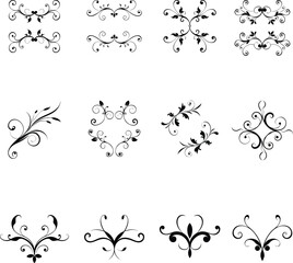 Elegant Floral Ornaments. Vintage Swirl Decorative Vector Elements