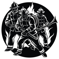 fire department figures bold silhouette design
