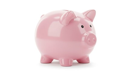 Fototapeta premium Pink piggy bank isolated on white background for savings and finance concepts