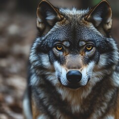 Obraz premium Wolf Portrait Close Up Brown Fur Golden Eyes