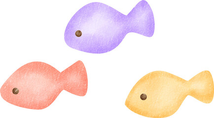 Watercolor School Of Small Fish Under The Sea