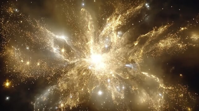 Golden Cosmic Nebula Explosion